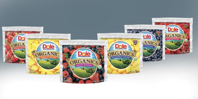 Dole Organics frozen Fruit packaging digital painting.